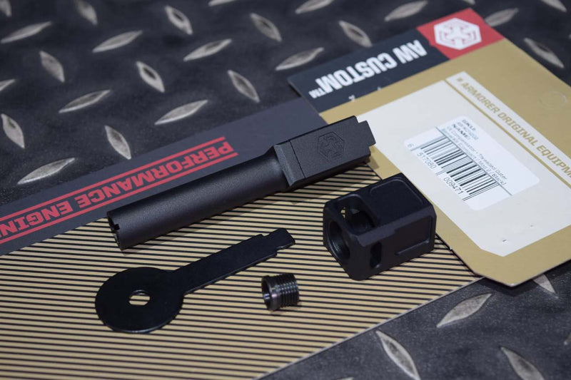 AW, WE Glock Kompensatör + Dış Namlu Kiti (COMPACT / MODEL 2 / SİYAH)