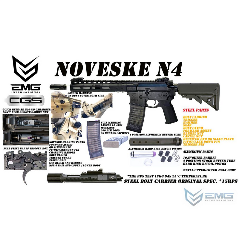 EMG CGS Noveske N4 Gen3 Gas Blowback Airsoft Tüfek (Siyah)