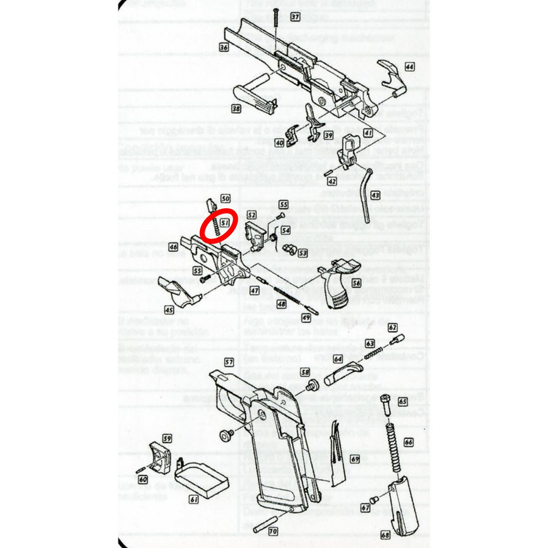 We Hi-Capa 5.1 Hammer Kurucu Emniyet Yayı Parts No #51
