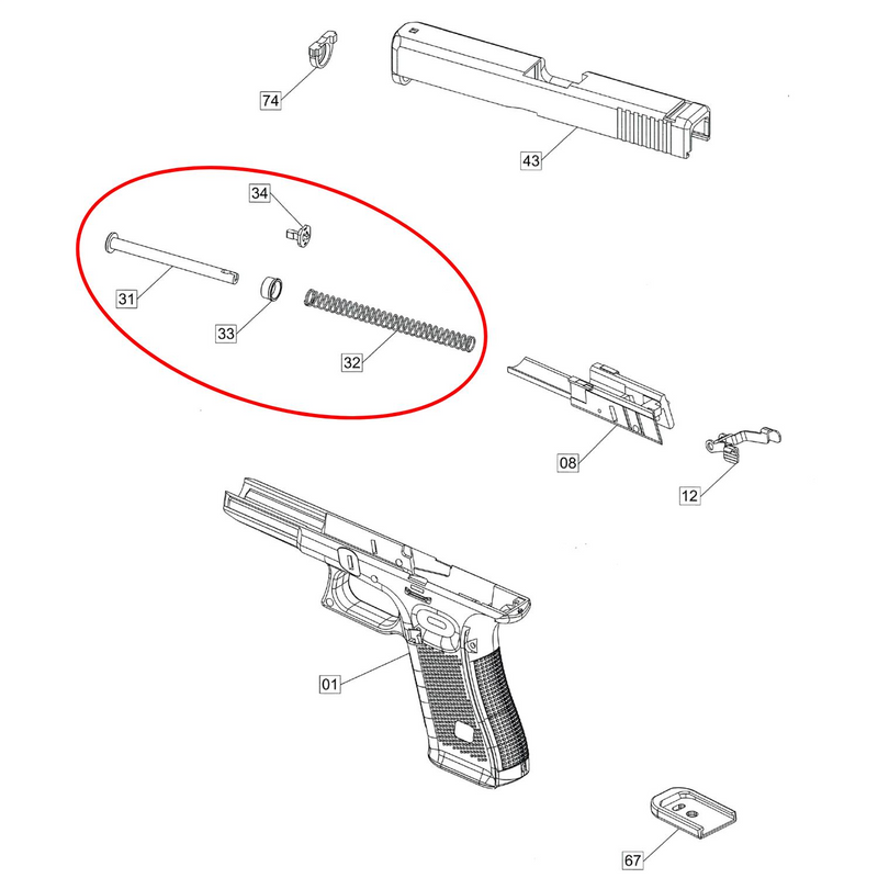 We G17 Gen 5 Serisi İcra Mili ve Yayı Set Parça No G17V #31-34