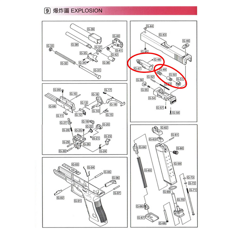 We G17 Gen 5 Serisi Nozzle Set Parça No G17V #47-51