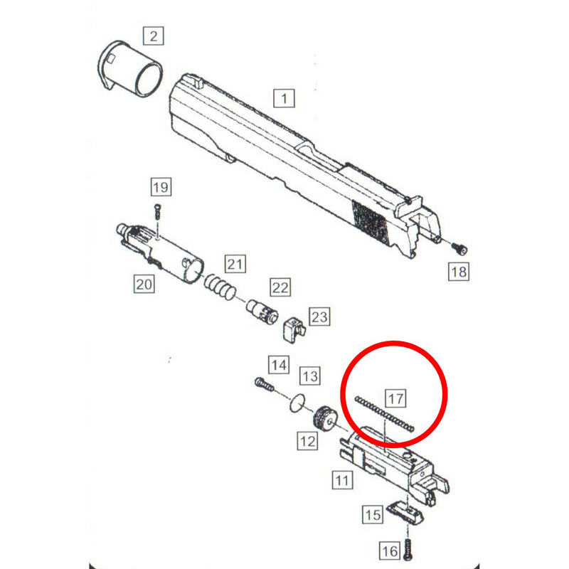 WE 1911 Cylinder Return Spring Part No. #17