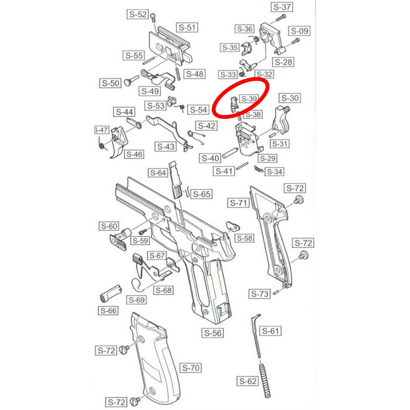 WE OEM Trigger Sear For F226 Series GBB Pistols Part #39