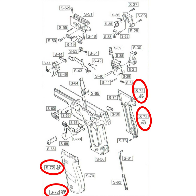 WE 226 Replacement Grip Screw x1 Parts No S 72