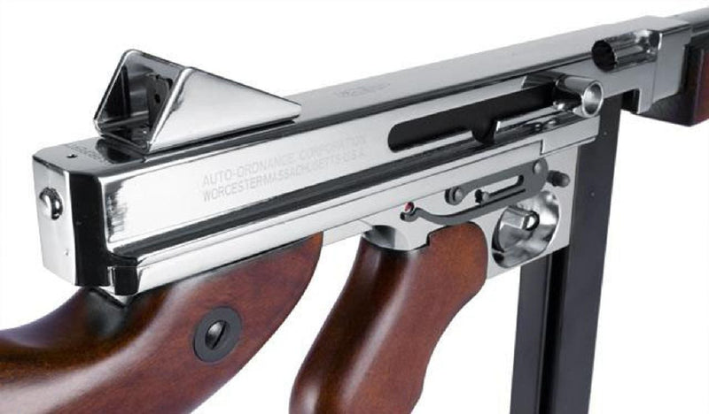 CYBERGUN Thompson M1A1 Silver Gerçek Ahşap AEG Airsoft Tüfek