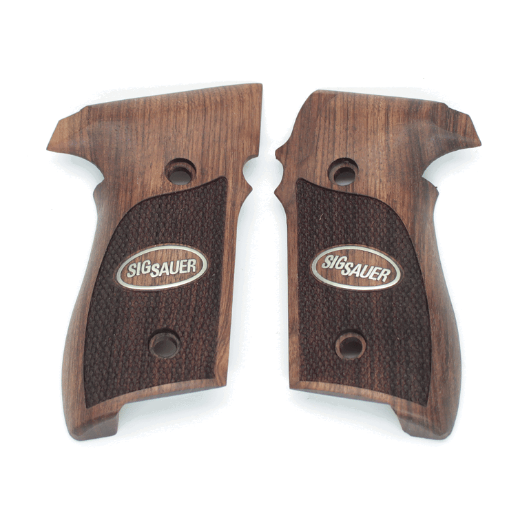 Sig Sauer p228 p229 beyaz metal arma damla motif ceviz ahşap silah kabze