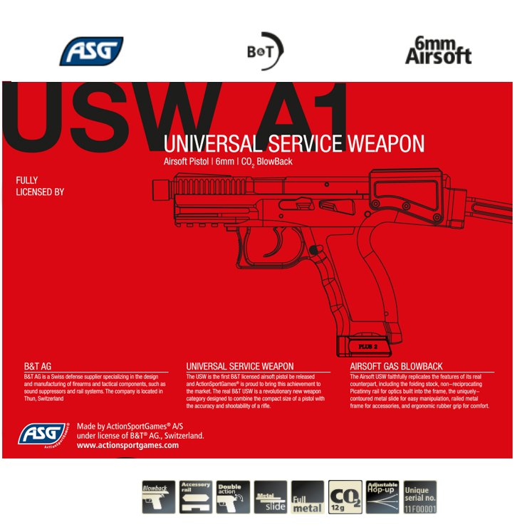 ASG BT LISANSLI USW A1 CO2 GBB AIRSOFT TABANCA