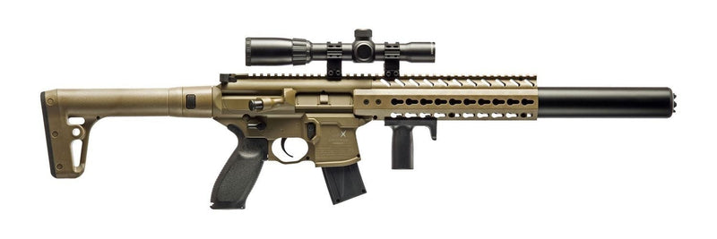 Sig Sauer MCX SCOPED CO2 YİVLİ YARI OTOMATİK HAVALI TÜFEK (PELLET)  & 1-4x24 DÜRBÜN SET - TAN