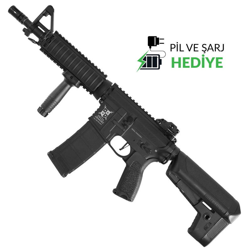 Delta Armory AR15 RIS BRAVO CQB-R Siyah AEG Airsoft Tüfek / Pil Şarj Setli DA-B01
