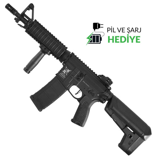 Delta Armory AR15 RIS BRAVO CQB-R Siyah AEG Airsoft Tüfek / Pil Şarj Setli DA-B01