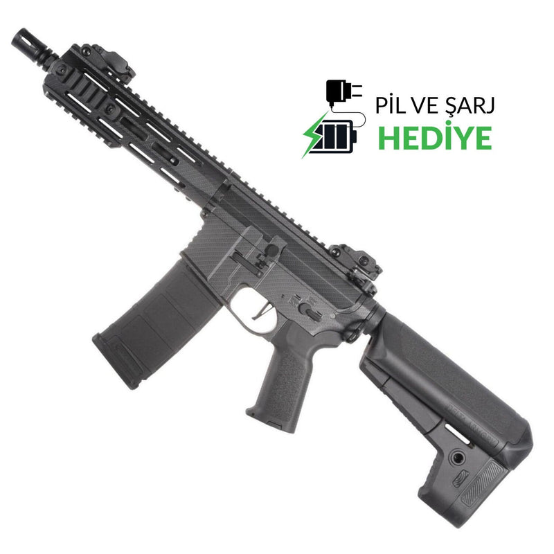 Delta Armory CARBON Görünümlü M4 AR15 M-LOK 8'' Charlie Pil Şarj DAHIL SET DA-C08-CRB